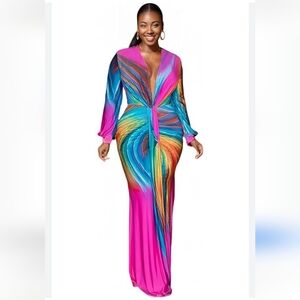 New Vibrant Multicolor Maxi Dress